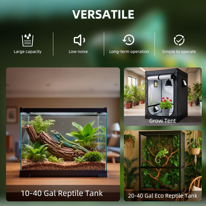 Coospider 3.8L Reptile Fogger Mister, Quiet Reptile Humidifier for Reptiles Tank, Terrarium Humidifiers with Extended Tube, Automatic Reptile Misting System for Reptiles Amphibians Herps Vivarium - Image 5